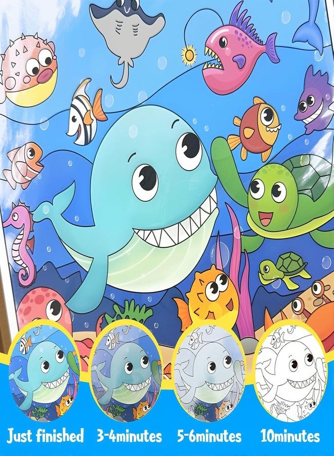 ZEBROC Reusable Water Coloring Book for Kids with Water Painting Brush | Mess-Free Magic Drawing Album | ABC/Animal/Dinosaur/Ocean Themes | Birthday Return Gift Activity Book (Ocean World) - Image 3
